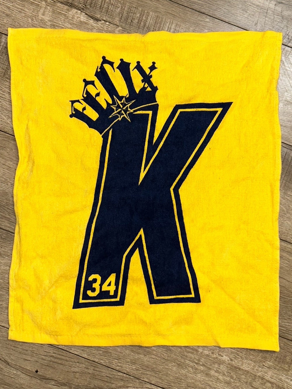 Seattle Mariners Kings Court SGA Rally Towel Gold Yellow Navy Felix Hernandez 34